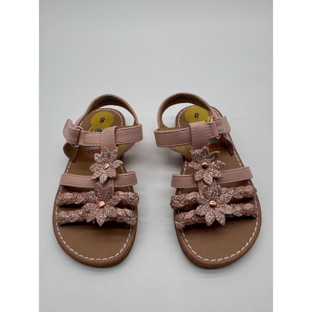 Rachel Shoes Pink Glitter Flower Sandals Toddler Girls Size 8 Nessa 15976 Casual